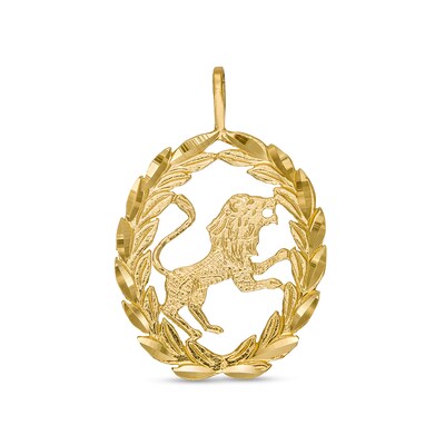 Garland Wreath Frame Leo Necklace Charm in 10K Gold Casting Solid