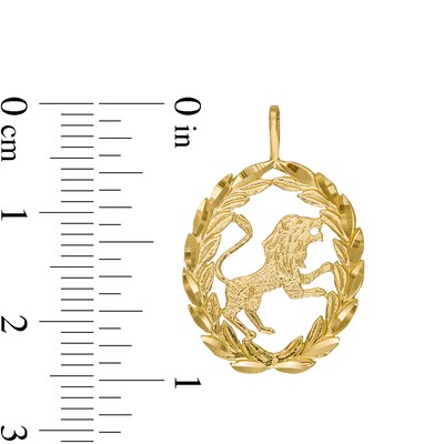 Garland Wreath Frame Leo Necklace Charm in 10K Gold Casting Solid