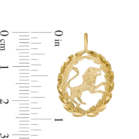 Garland Wreath Frame Leo Necklace Charm in 10K Gold Casting Solid