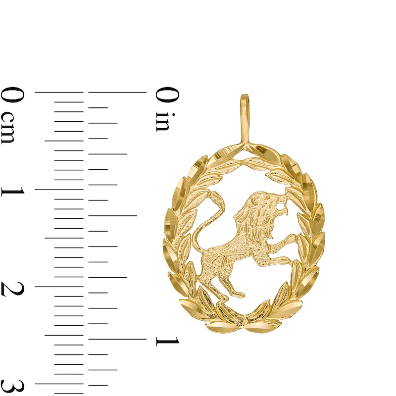 Garland Wreath Frame Leo Necklace Charm in 10K Gold Casting Solid