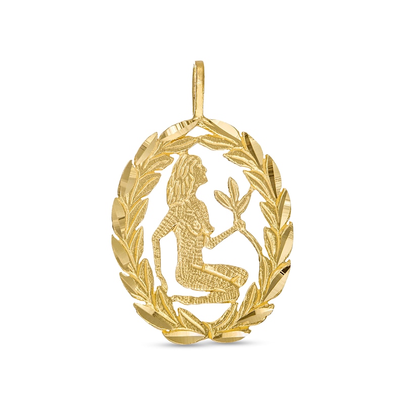 Garland Wreath Frame Virgo Necklace Charm in 10K Gold Casting Solid