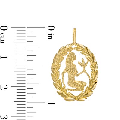 Garland Wreath Frame Virgo Necklace Charm in 10K Gold Casting Solid