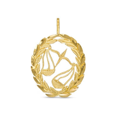 Garland Wreath Frame Libra Necklace Charm in 10K Gold Casting Solid