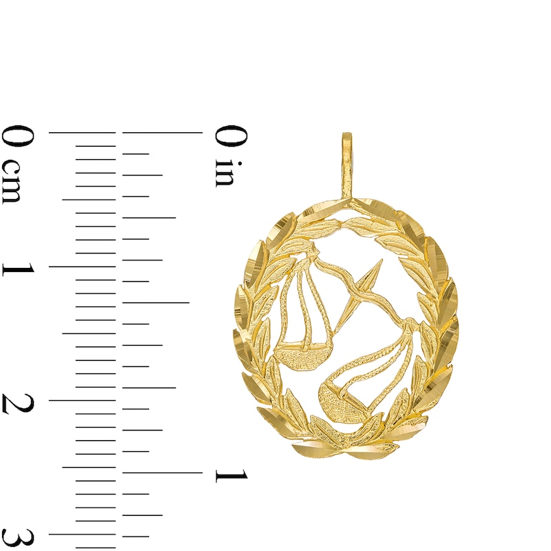 Garland Wreath Frame Libra Necklace Charm in 10K Gold Casting Solid
