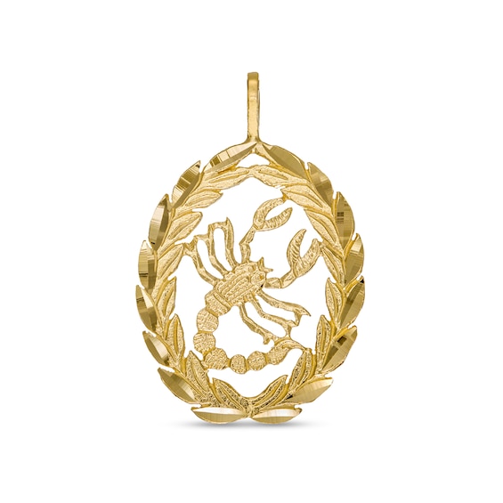 Garland Wreath Frame Scorpio Necklace Charm in 10K Gold Casting Solid
