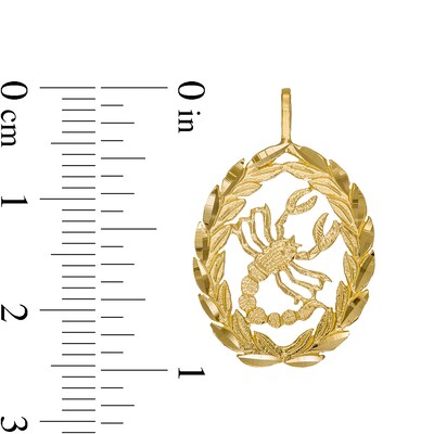 Garland Wreath Frame Scorpio Necklace Charm in 10K Gold Casting Solid