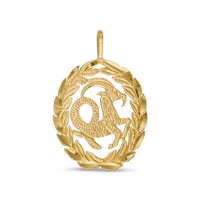 Garland Wreath Frame Capricorn Necklace Charm in 10K Gold Casting Solid