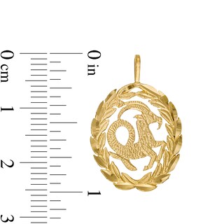 Garland Wreath Frame Capricorn Necklace Charm in 10K Gold Casting Solid