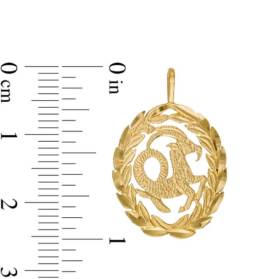 Garland Wreath Frame Capricorn Necklace Charm in 10K Gold Casting Solid