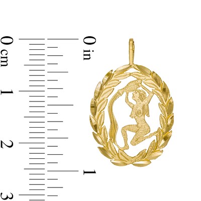Garland Wreath Frame Aquarius Necklace Charm in 10K Gold Casting Solid