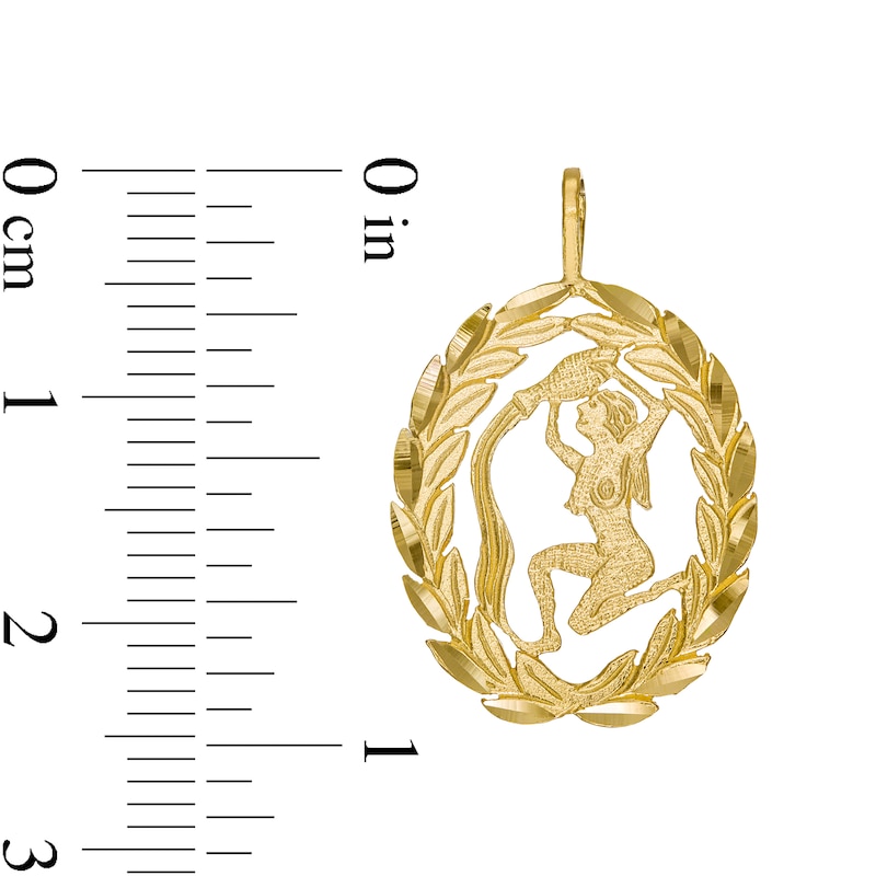 Garland Wreath Frame Aquarius Necklace Charm in 10K Gold Casting Solid
