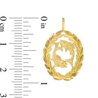 Garland Wreath Frame Pisces Necklace Charm in 10K Gold Casting Solid