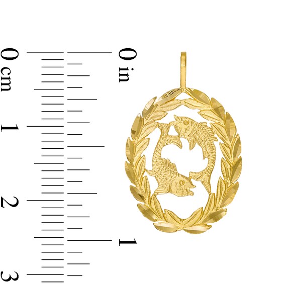 Garland Wreath Frame Pisces Necklace Charm in 10K Gold Casting Solid