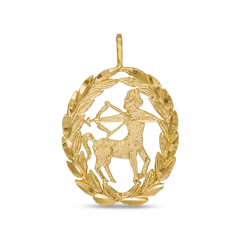 Garland Wreath Frame Sagittarius Necklace Charm in 10K Gold Casting Solid