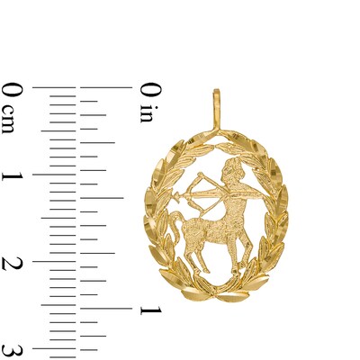 Garland Wreath Frame Sagittarius Necklace Charm in 10K Gold Casting Solid