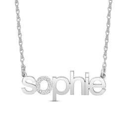 Diamond Accent Lowercase Block Name Necklace (1 Line)