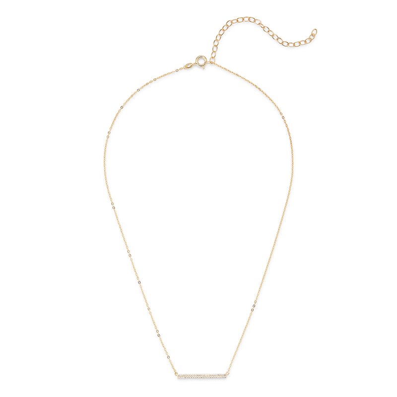 Cubic Zirconia Double Row Bar Necklace in Sterling Silver with 18K Gold Plate - 19"