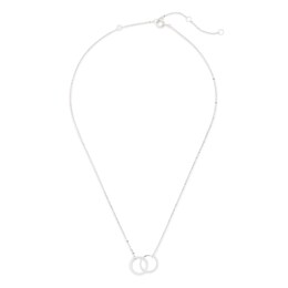 Cubic Zirconia Interlocking Circles Necklace in Sterling Silver - 19&quot;