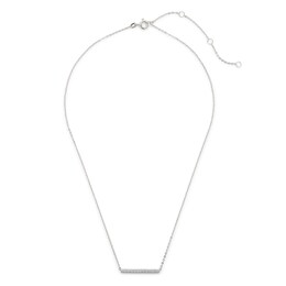 Cubic Zirconia Double Row Bar Necklace in Sterling Silver - 19&quot;