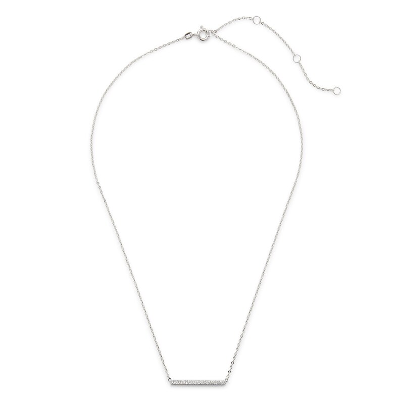 Cubic Zirconia Double Row Bar Necklace in Sterling Silver - 19"