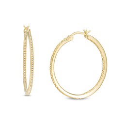 Cubic Zirconia Inside-Out Vintage-Style Hoop Earrings in Sterling Silver with 18K Gold Plate
