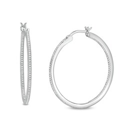 Cubic Zirconia Inside-out Hoop Earrings in Sterling Silver