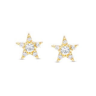 Cubic Zirconia Star Stud Earrings in 10K Gold
