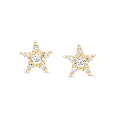 Cubic Zirconia Star Stud Earrings in 10K Gold
