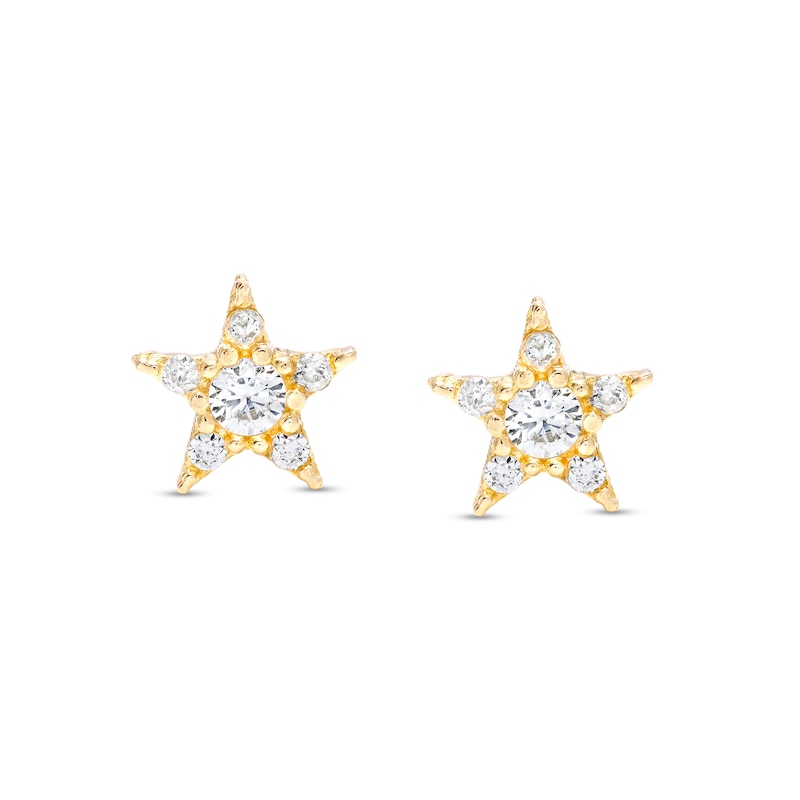 Cubic Zirconia Star Stud Earrings in 10K Gold