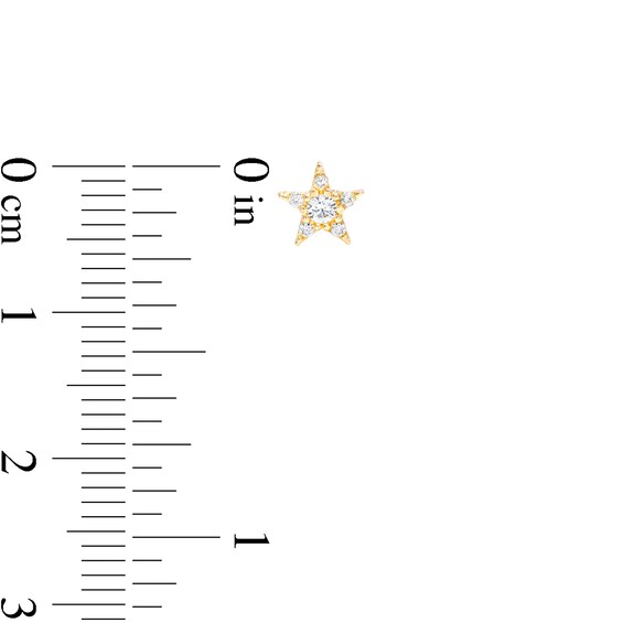 Cubic Zirconia Star Stud Earrings in 10K Gold