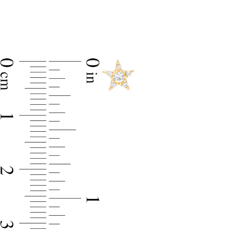 Main Image 2 of Cubic Zirconia Star Stud Earrings in 10K Gold