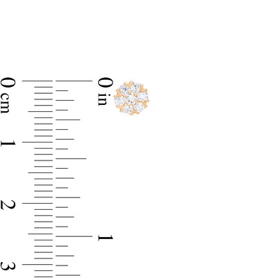 Cubic Zirconia Flower Stud Earrings in 10K Gold