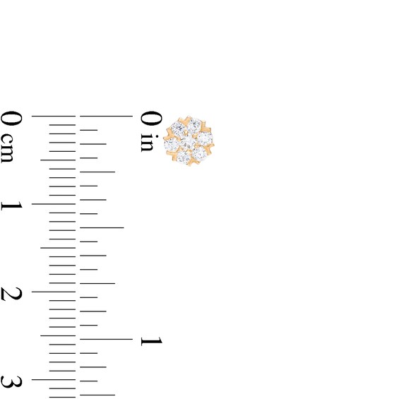 Cubic Zirconia Flower Stud Earrings in 10K Gold
