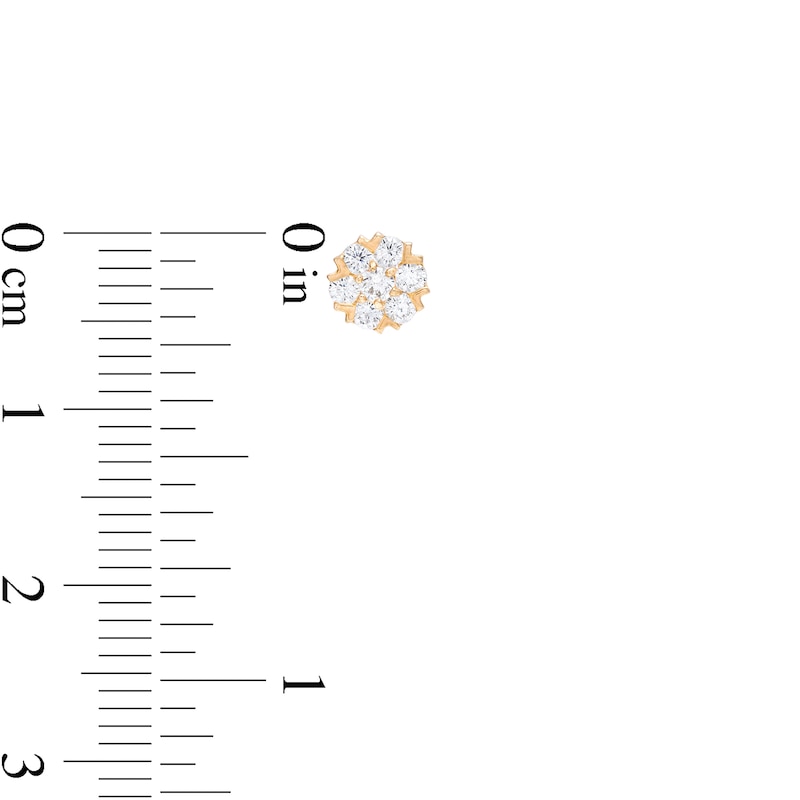 Cubic Zirconia Flower Stud Earrings in 10K Gold