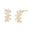 Thumbnail Image 0 of Baguette Cubic Zirconia Zig-Zag Curved Drop Earrings in 10K Gold