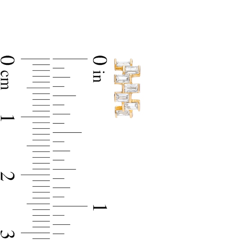 Main Image 2 of Baguette Cubic Zirconia Zig-Zag Curved Drop Earrings in 10K Gold