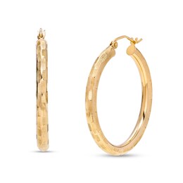 3mm Hollow Diamond-Cut Earrings in 10K Tube Hollow Gold