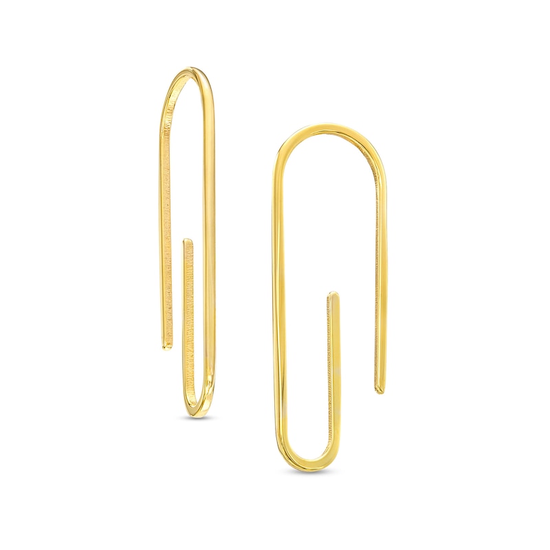 3.7mm Paper Clip Threader Earrings in 10K Gold