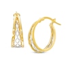 10K Gold Diamond-Cut Split Lattice Two-Tone Hoops