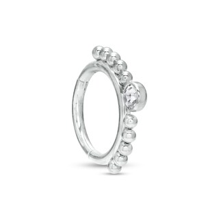 Titanium CZ Beaded Hoop - 16G 3/8"