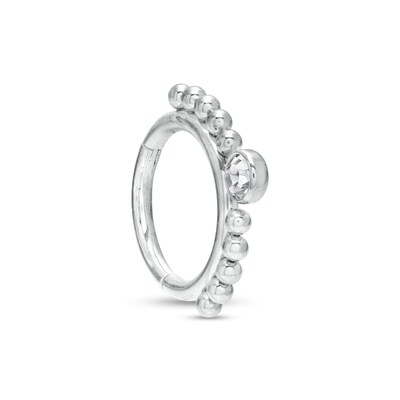 Titanium CZ Beaded Hoop - 16G 3/8"