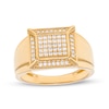 Thumbnail Image 1 of Men's Square-Shaped Cubic Zirconia Frame Cluster Ring in 10K Gold – Size 10