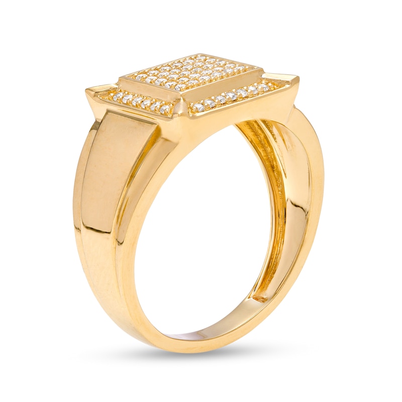 Main Image 2 of Men's Square-Shaped Cubic Zirconia Frame Cluster Ring in 10K Gold – Size 10