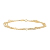 Thumbnail Image 1 of 3.5mm Cubic Zirconia Beaded Five Stone Triple Strand Station Bracelet in 10K Gold - 8.0"
