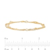 Thumbnail Image 3 of 3.5mm Cubic Zirconia Beaded Five Stone Triple Strand Station Bracelet in 10K Gold - 8.0"