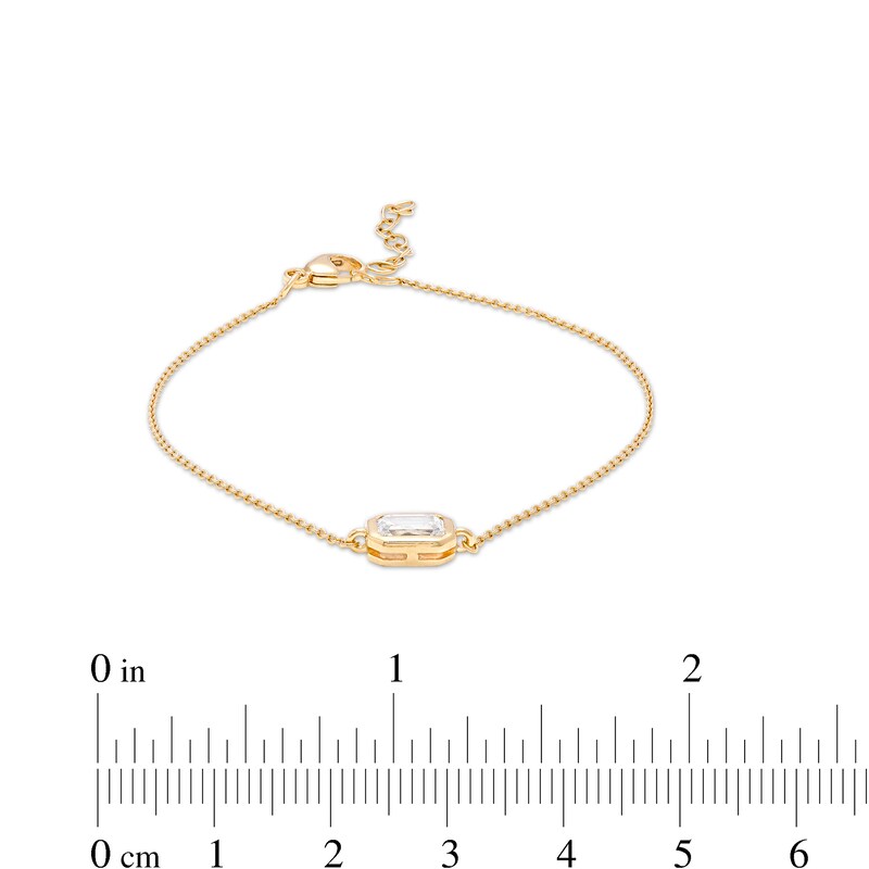Main Image 2 of 12mm Emerald-Cut Cubic Zirconia Solitaire Bracelet in 10K Gold - 7.25"