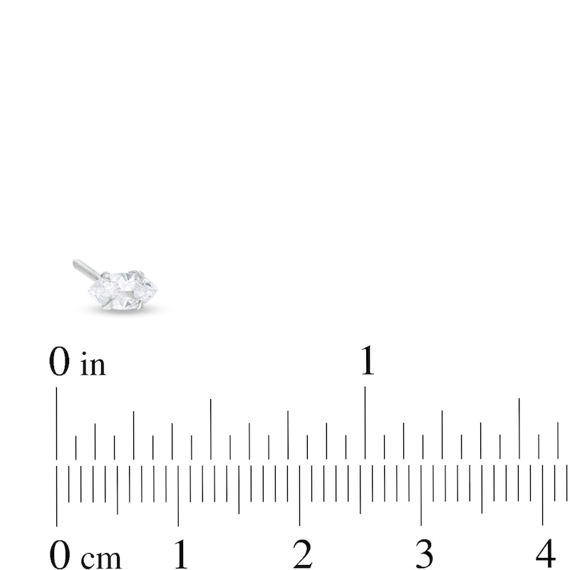 Sterling Silver CZ Marquise, Baguette and Round Three Piece Nose Stud Set - 20G