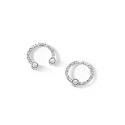 Stainless Steel CZ Horseshoe and Nose Ring Set - 16G 3/8"