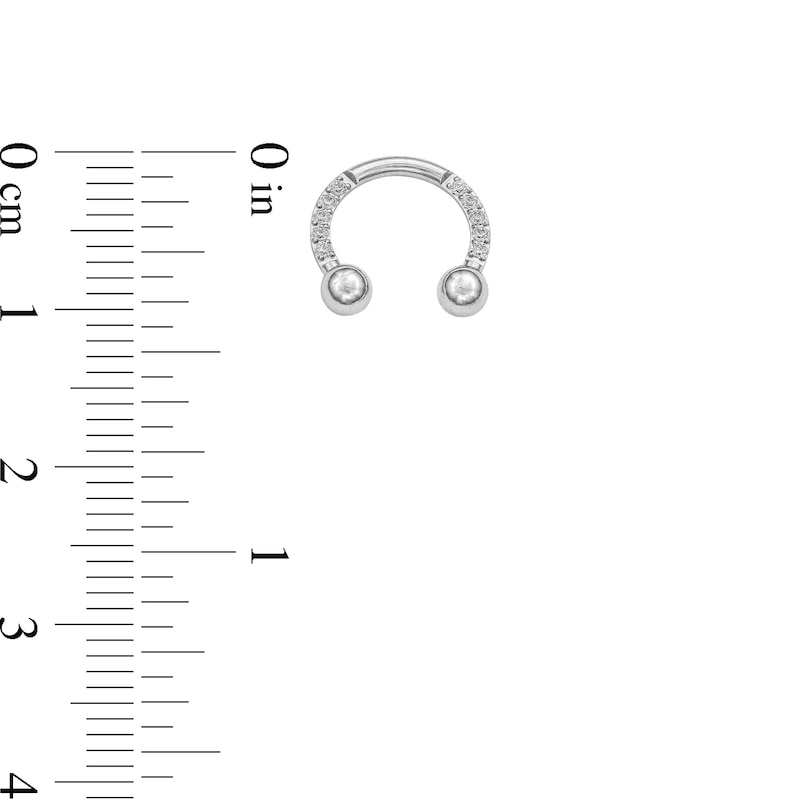 Main Image 2 of Stainless Steel CZ Horseshoe and Nose Ring Set - 16G 3/8"