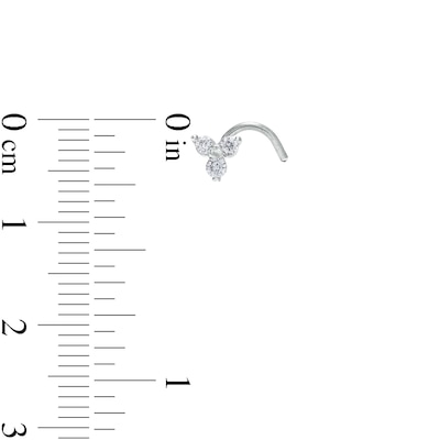 020 Gauge 7mm Cubic Zirconia Three Piece Nose Screw Set in Titanium